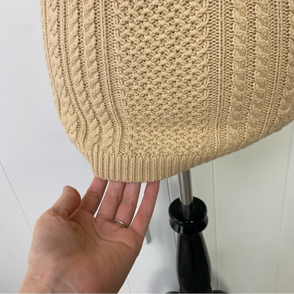Talbots Womens Tan Sz M Cable Knit Vest Cashmere Blend Plunge V Neck Academia - Picture 6 of 10